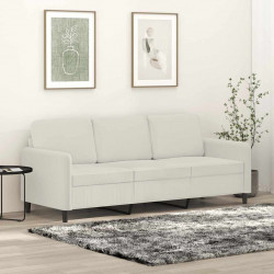 Sofa 3-osobowa, kremowy, 180 cm, tapicerowana aksamitem