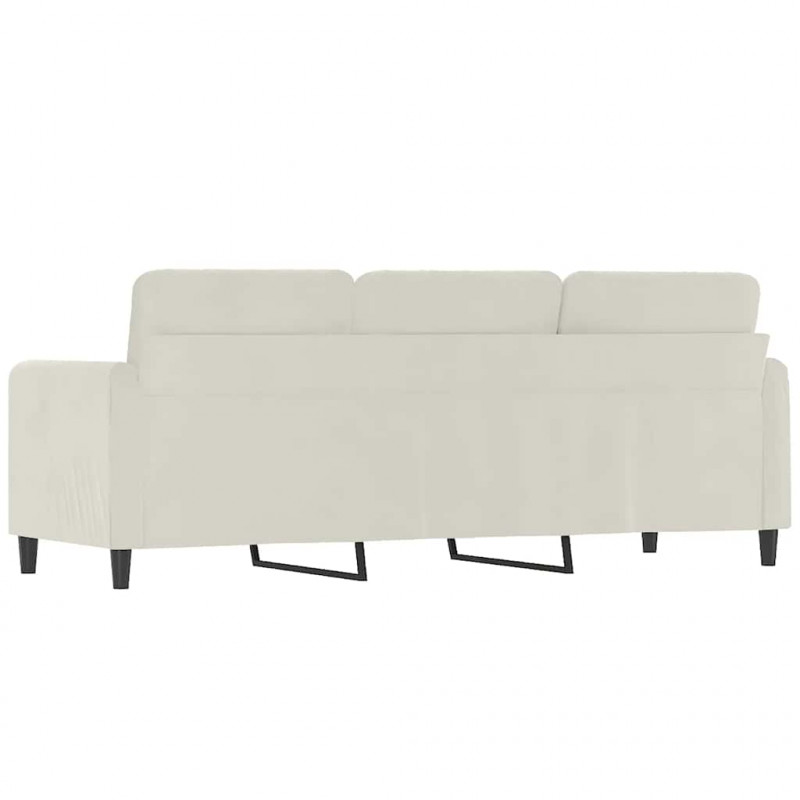 Sofa 3-osobowa, kremowy, 180 cm, tapicerowana aksamitem