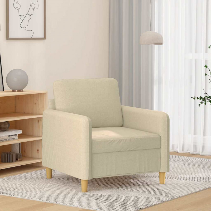 Fotel, kremowy, 60 cm, obity tkaniną