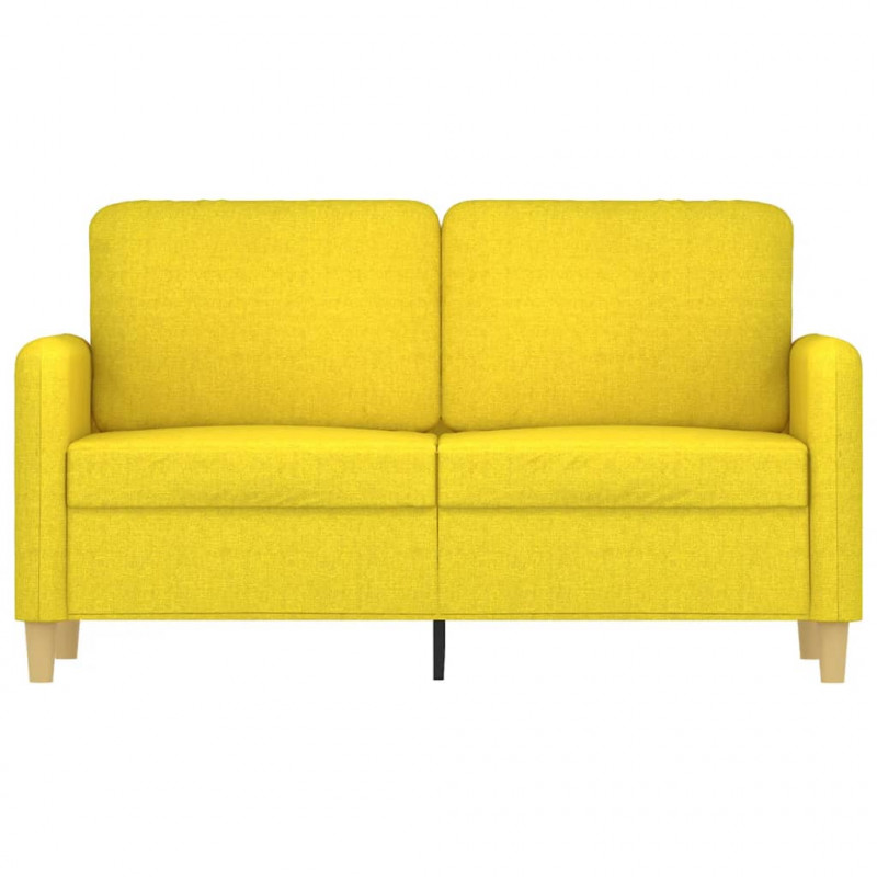 Sofa 2-osobowa, jasnożółta, 120 cm, tapicerowana tkaniną