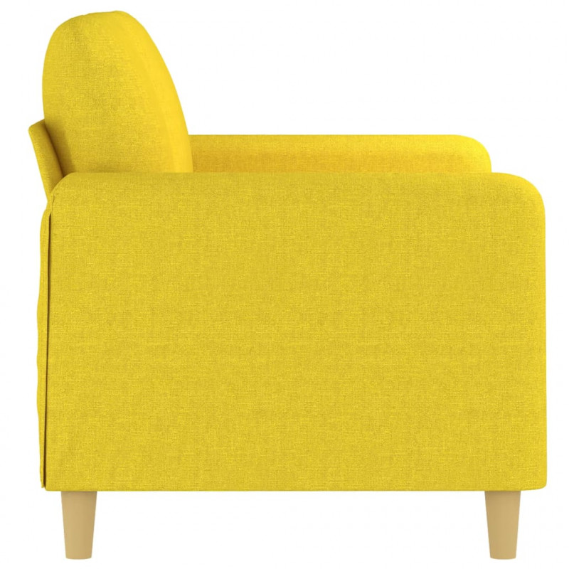 Sofa 2-osobowa, jasnożółta, 120 cm, tapicerowana tkaniną