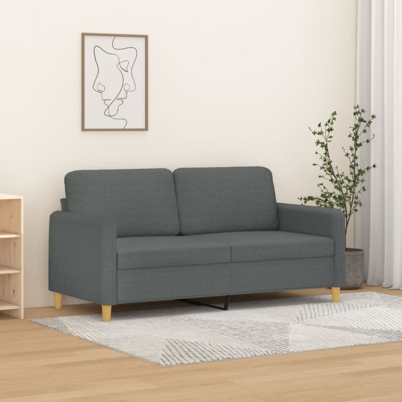 Sofa 2-osobowa, ciemnoszara, 140 cm, tapicerowana tkaniną