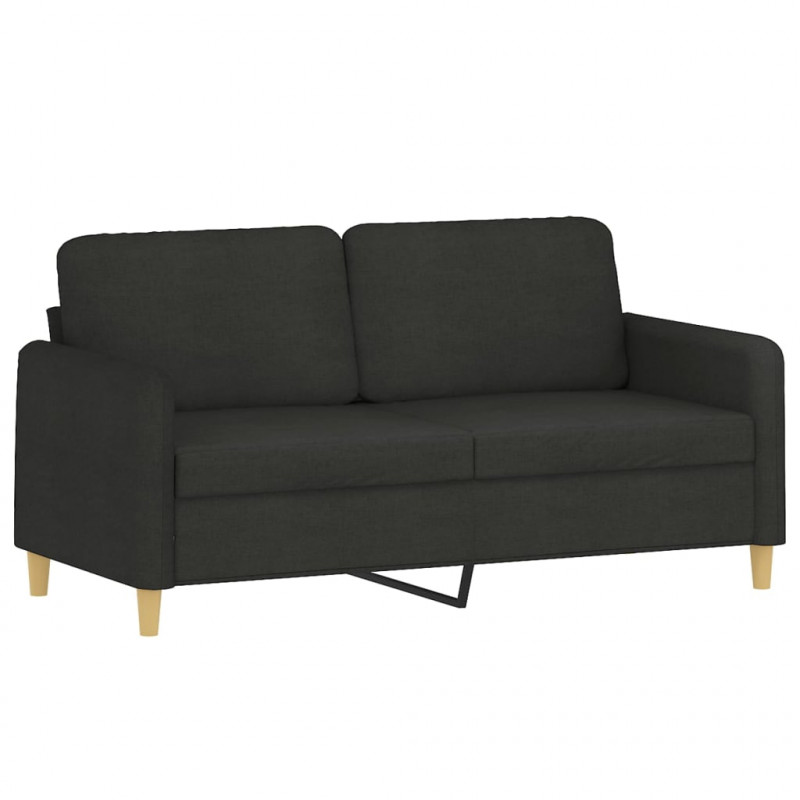 Sofa 2-osobowa, czarna, 140 cm, tapicerowana tkaniną