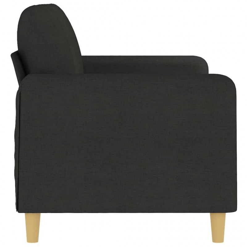 Sofa 2-osobowa, czarna, 140 cm, tapicerowana tkaniną