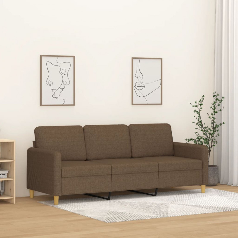 Sofa 3-osobowa, brązowa, 180 cm, tapicerowana tkaniną