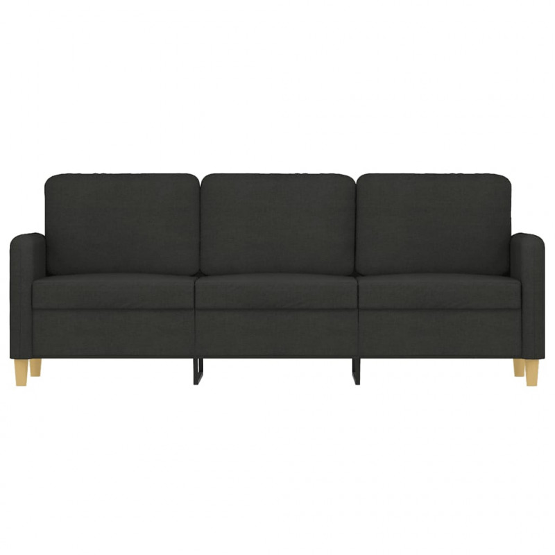 Sofa 3-osobowa, czarna, 180 cm, tapicerowana tkaniną