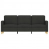Sofa 3-osobowa, czarna, 180 cm, tapicerowana tkaniną