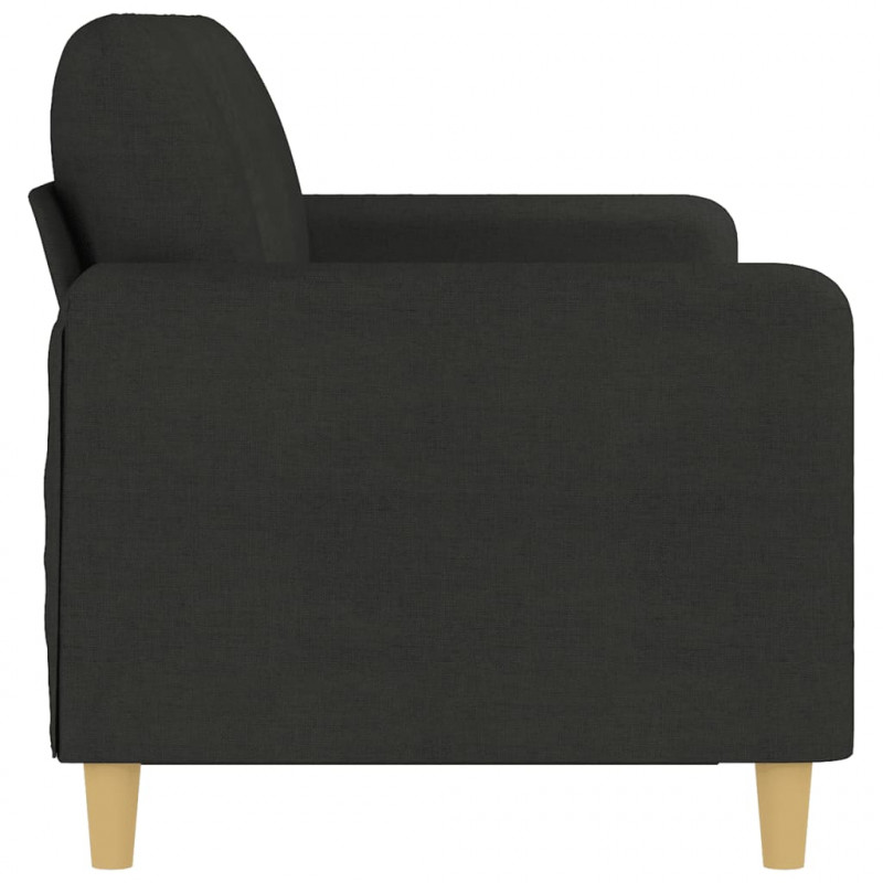 Sofa 3-osobowa, czarna, 180 cm, tapicerowana tkaniną