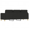 Sofa 3-osobowa, czarna, 180 cm, tapicerowana tkaniną