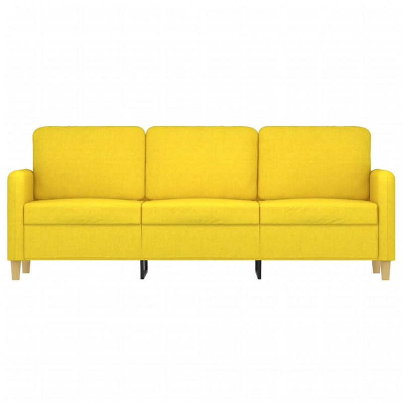 Sofa 3-osobowa, jasnożółta, 180 cm, tapicerowana tkaniną