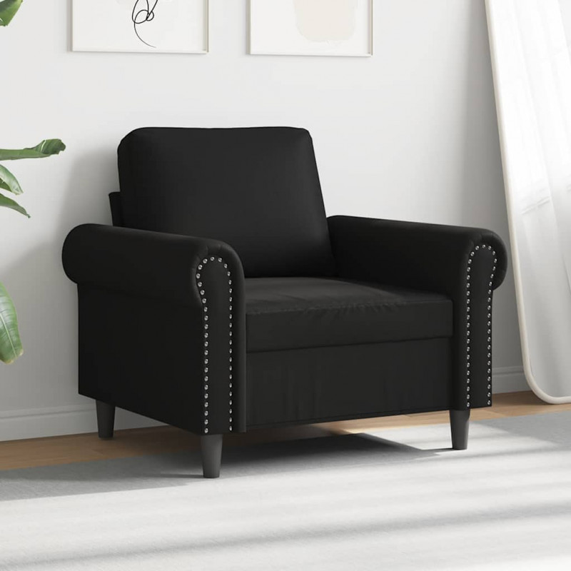 Fotel, czarny, 60 cm, obity sztuczną skórą