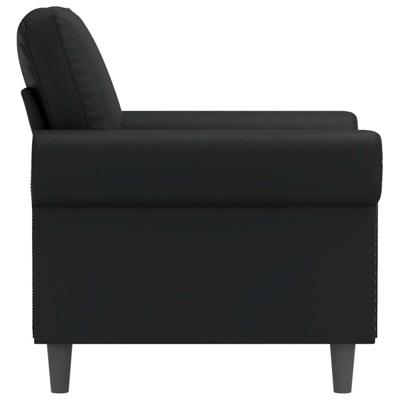 Fotel, czarny, 60 cm, obity sztuczną skórą