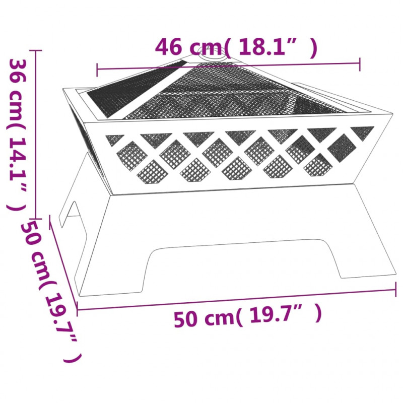 Palenisko z pogrzebaczem, 50 cm, XXL, stal