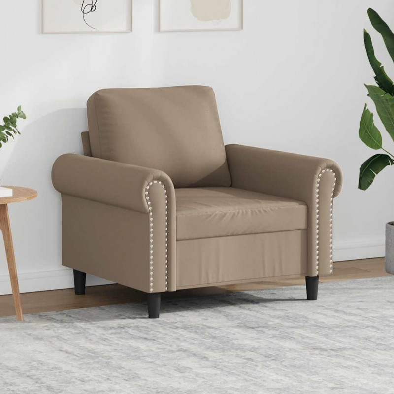 Fotel, kolor cappuccino, 60 cm, obity sztuczną skórą