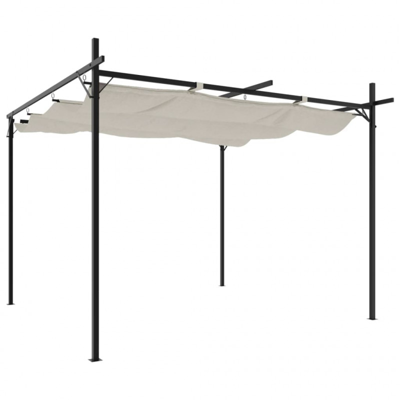 Pergola ze zwijanym dachem, kremowa, 295x292x230 cm
