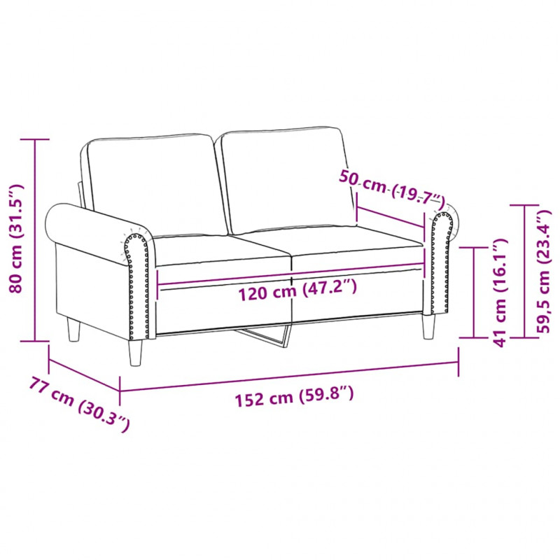 2-osobowa sofa, czarna, 120 cm, sztuczna skóra