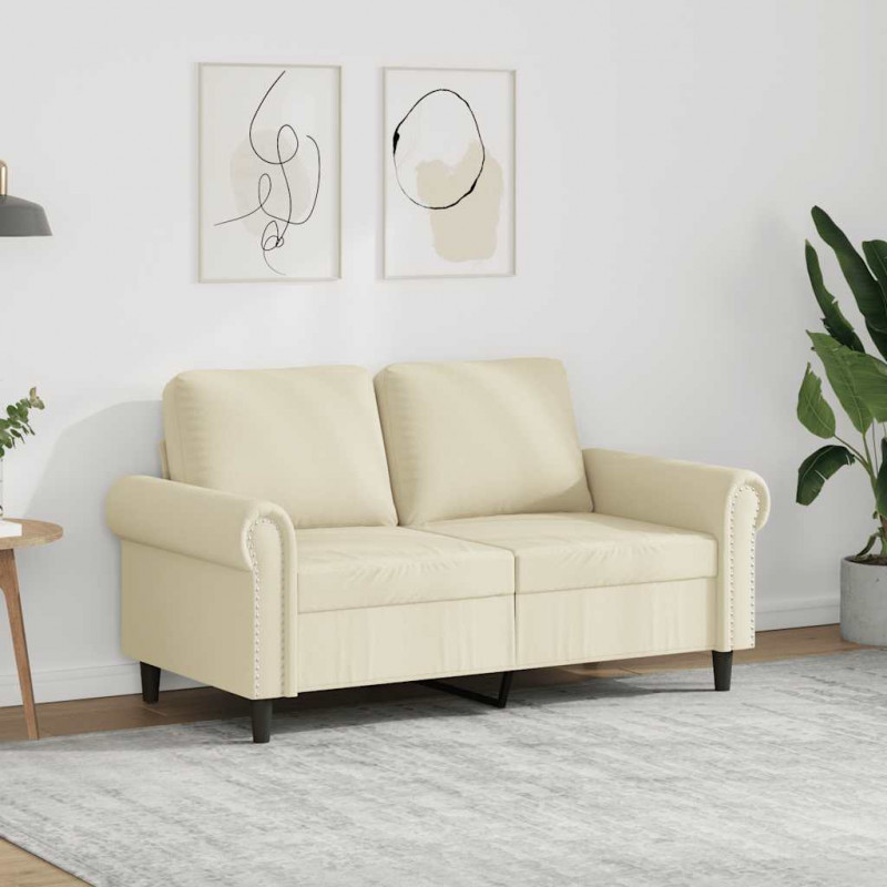 2-osobowa sofa, kremowy, 120 cm, sztuczna skóra