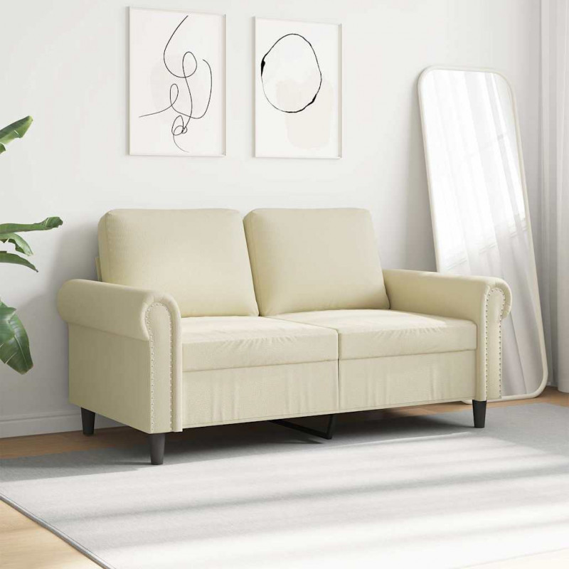 2-osobowa sofa, kremowy, 120 cm, sztuczna skóra
