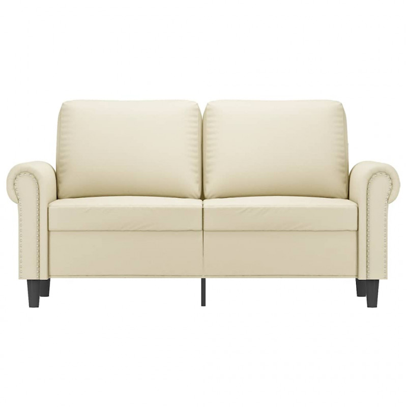 2-osobowa sofa, kremowy, 120 cm, sztuczna skóra