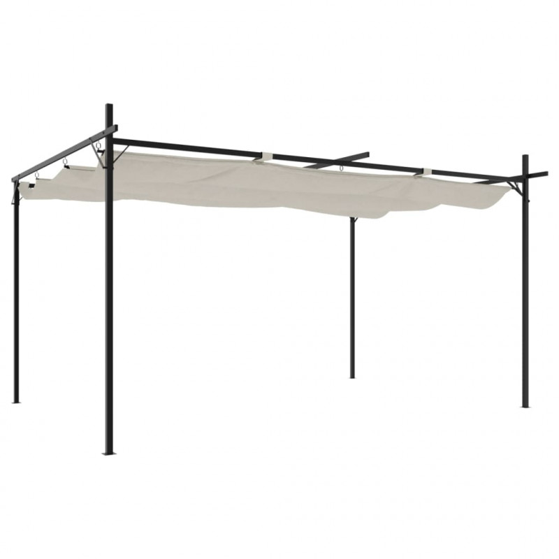 Pergola ze zwijanym dachem, kremowa, 395x292x230 cm