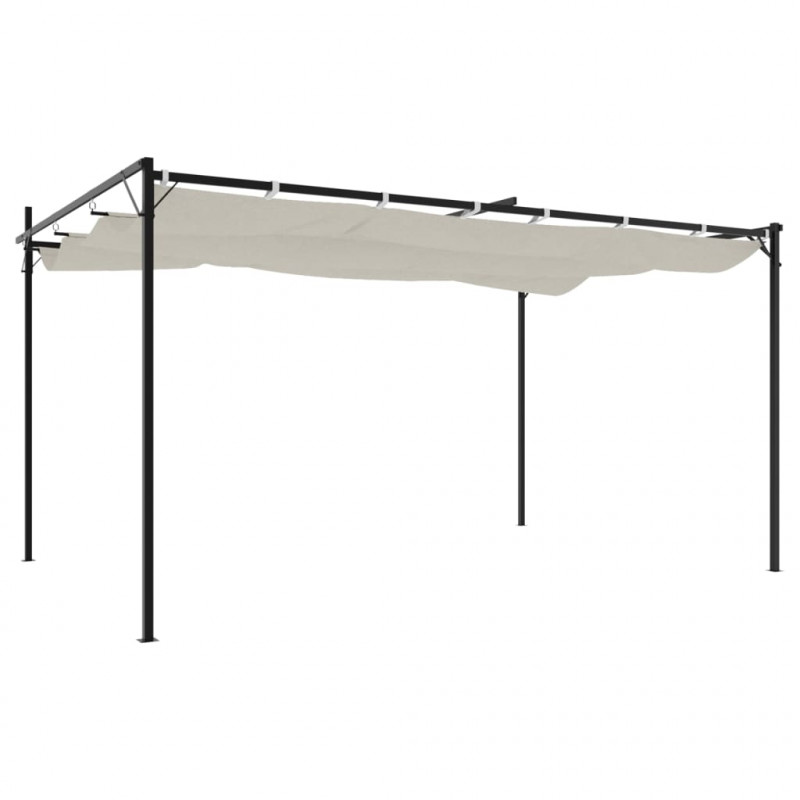 Pergola ze zwijanym dachem, kremowa, 395x292x230 cm