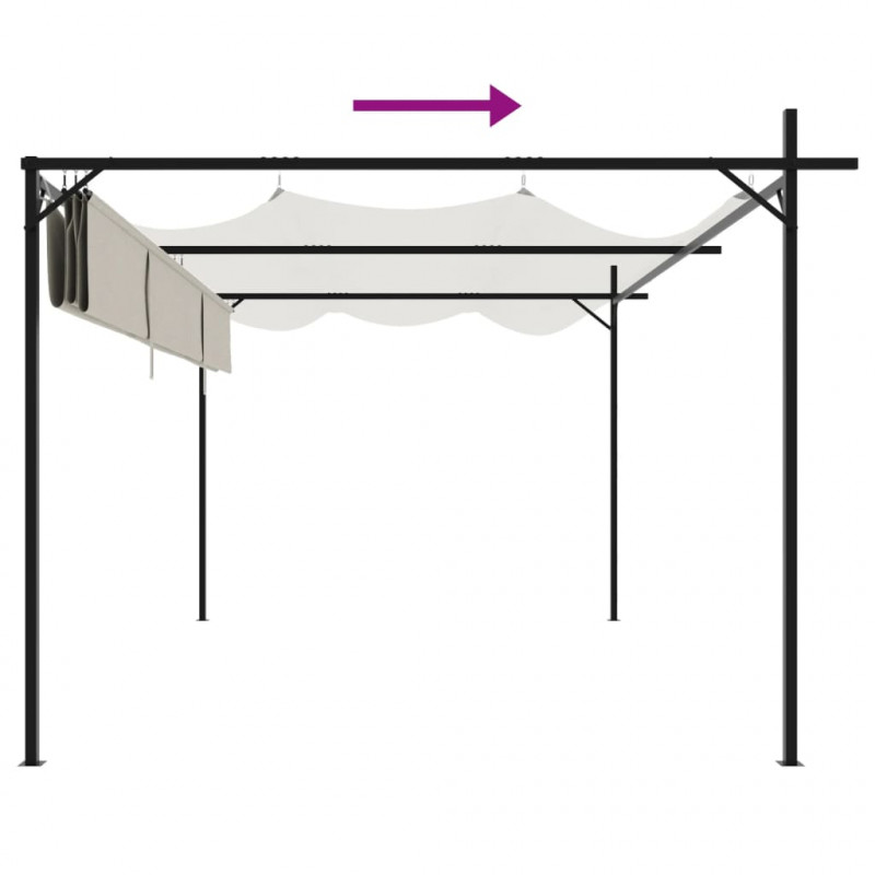Pergola ze zwijanym dachem, kremowa, 395x292x230 cm