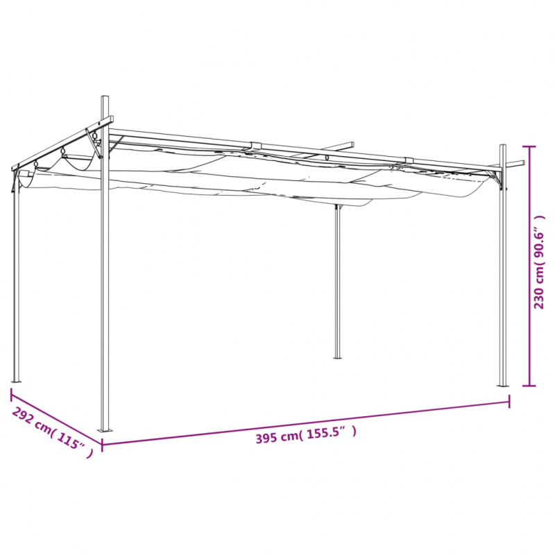 Pergola ze zwijanym dachem, kremowa, 395x292x230 cm