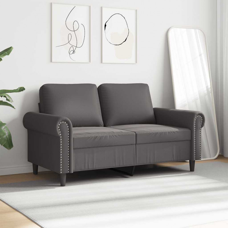 2-osobowa sofa, szary, 120 cm, sztuczna skóra