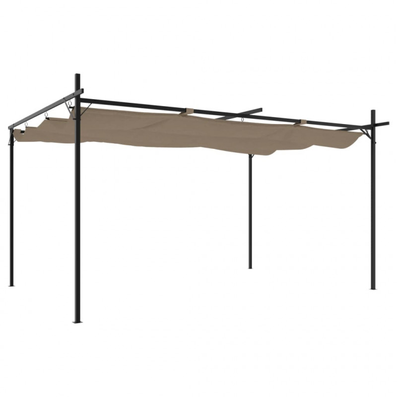 Pergola ze zwijanym dachem, taupe, 395x292x230 cm