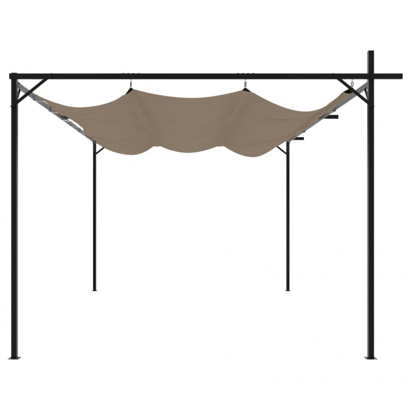 Pergola ze zwijanym dachem, taupe, 395x292x230 cm