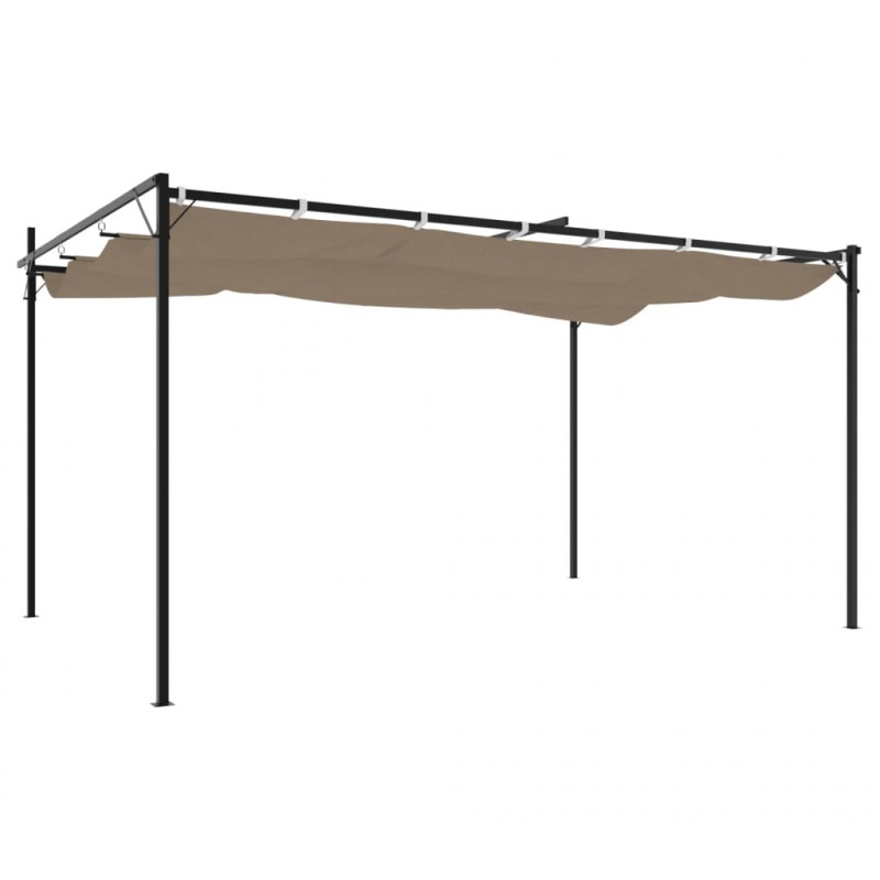 Pergola ze zwijanym dachem, taupe, 395x292x230 cm