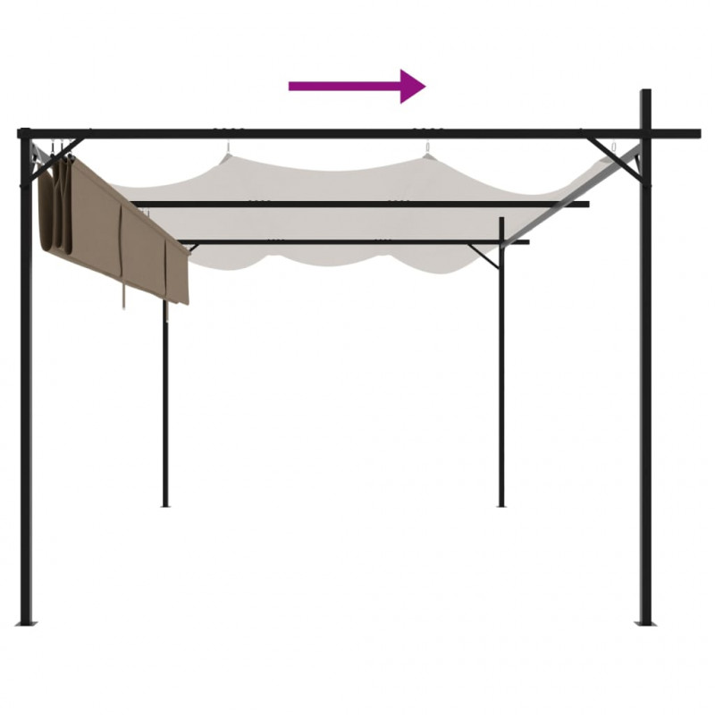 Pergola ze zwijanym dachem, taupe, 395x292x230 cm