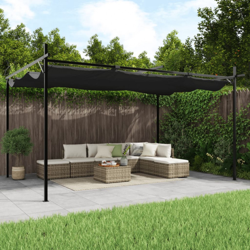 Pergola ze zwijanym dachem, antracytowa, 395x292x230 cm