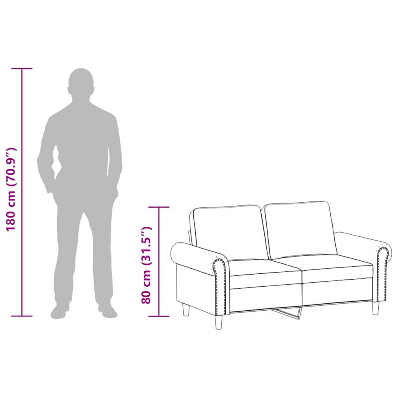2-osobowa sofa, szary, 120 cm, sztuczna skóra