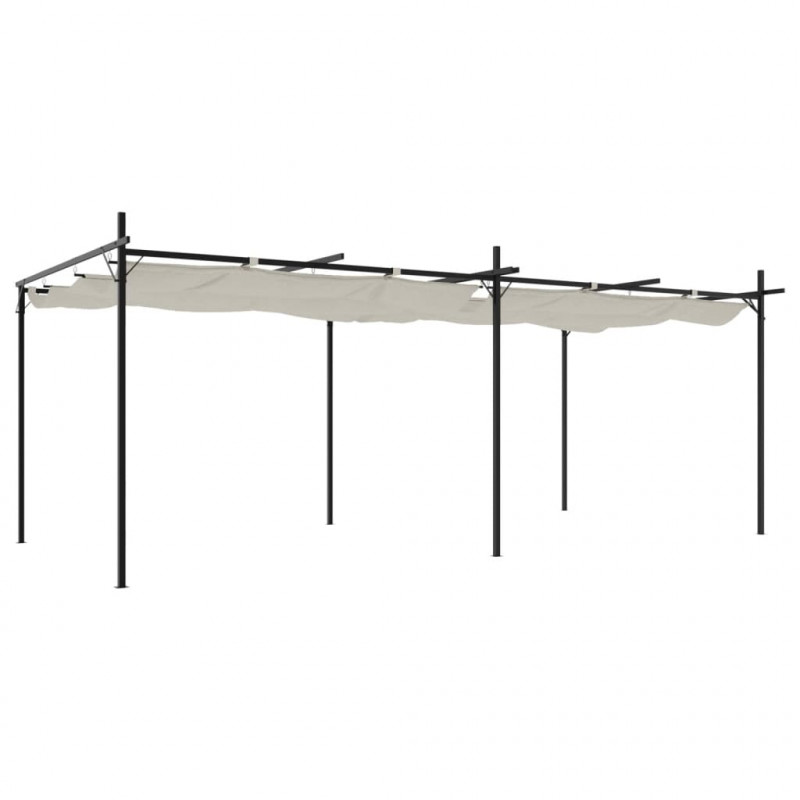 Pergola ze zwijanym dachem, kremowa, 589x292x230 cm
