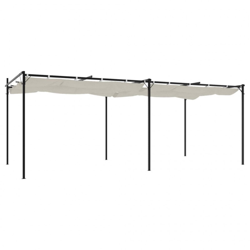 Pergola ze zwijanym dachem, kremowa, 589x292x230 cm