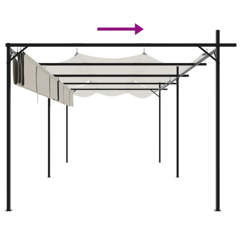 Pergola ze zwijanym dachem, kremowa, 589x292x230 cm