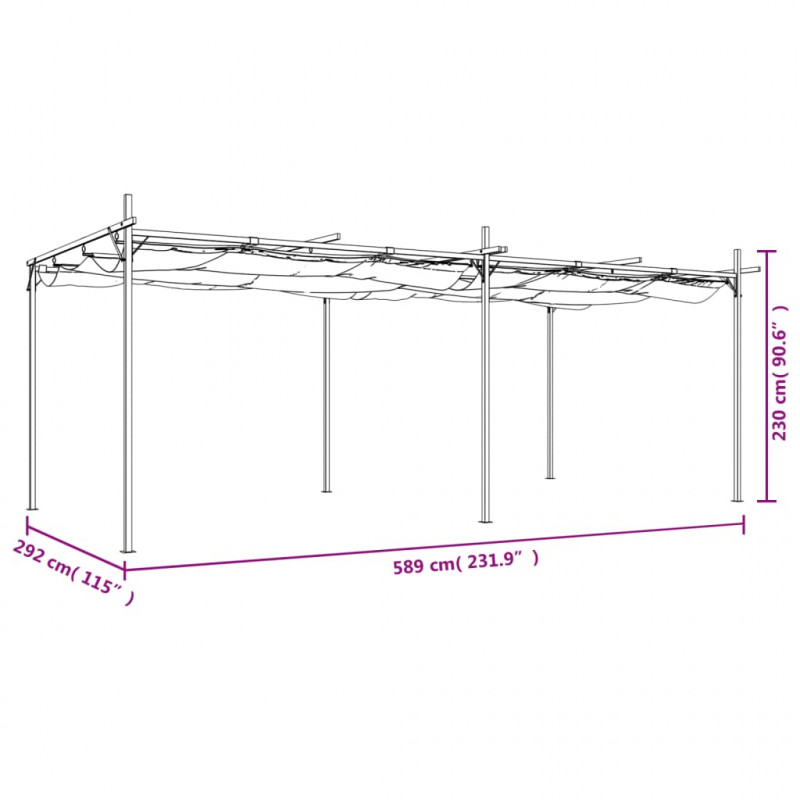 Pergola ze zwijanym dachem, kremowa, 589x292x230 cm