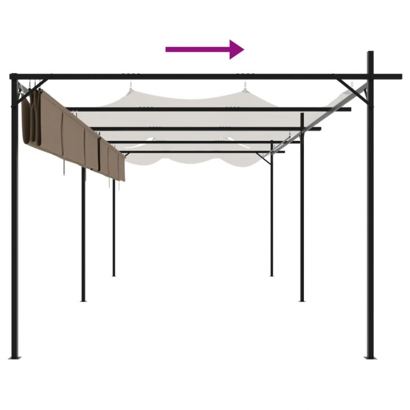 Pergola ze zwijanym dachem, taupe, 589x292x230 cm