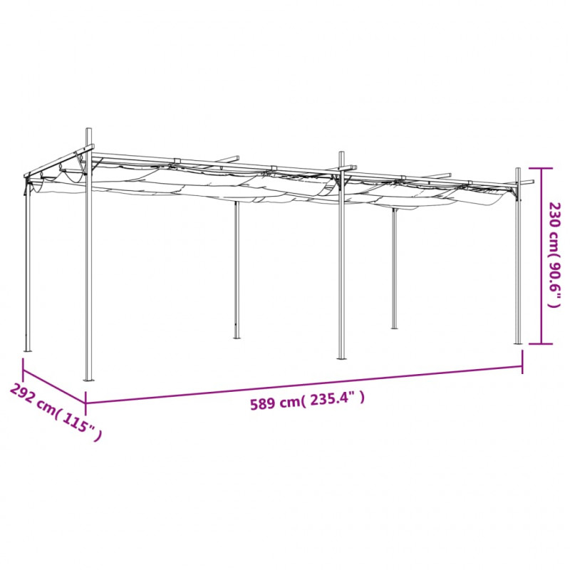 Pergola ze zwijanym dachem, taupe, 589x292x230 cm