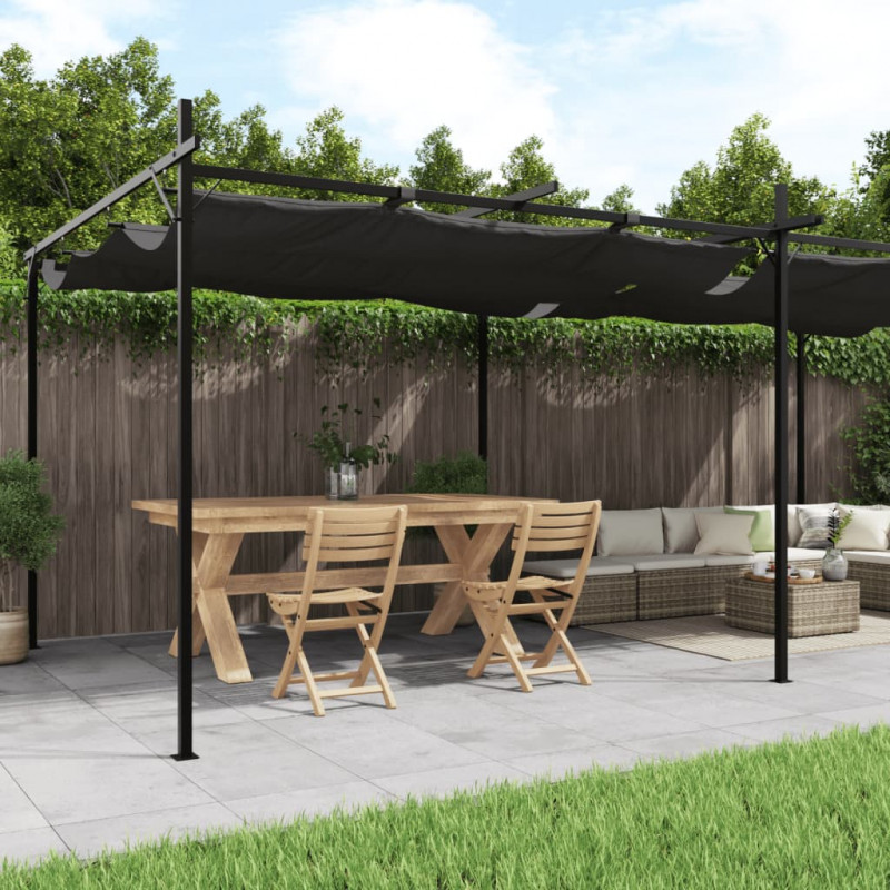 Pergola ze zwijanym dachem, antracytowa, 589x292x230 cm