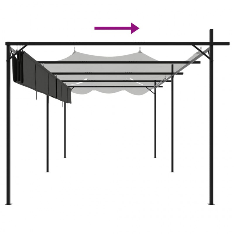 Pergola ze zwijanym dachem, antracytowa, 589x292x230 cm