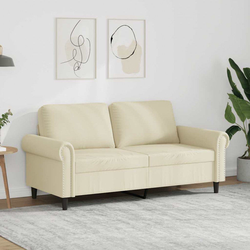2-osobowa sofa, kremowy, 140 cm, sztuczna skóra