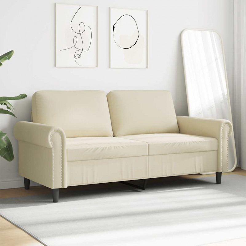 2-osobowa sofa, kremowy, 140 cm, sztuczna skóra