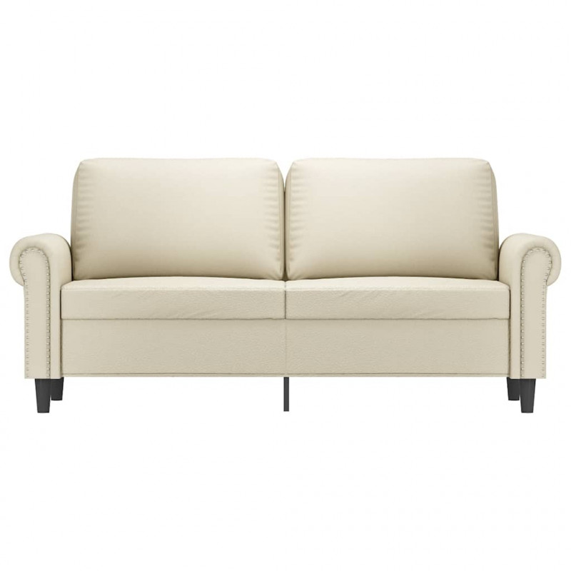 2-osobowa sofa, kremowy, 140 cm, sztuczna skóra
