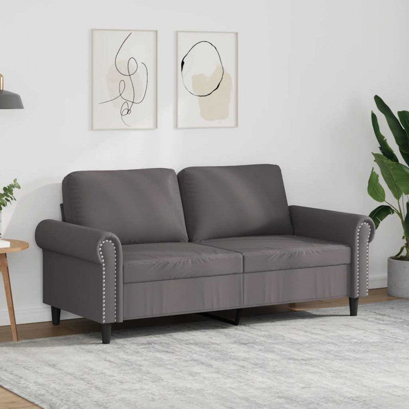 2-osobowa sofa, szary, 140 cm, sztuczna skóra