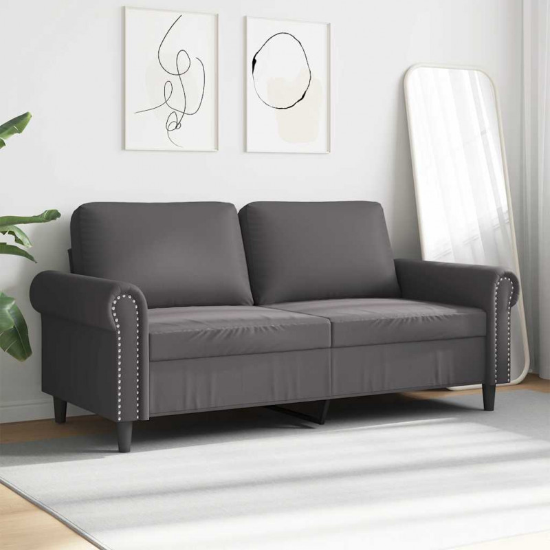 2-osobowa sofa, szary, 140 cm, sztuczna skóra