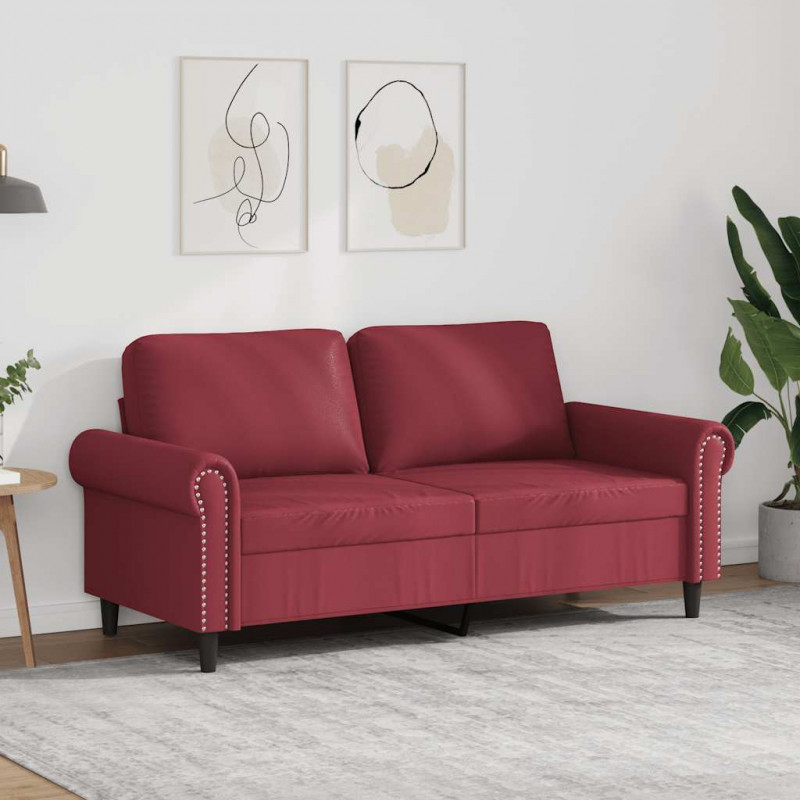 2-osobowa sofa, winna czerwień, 140 cm, sztuczna skóra