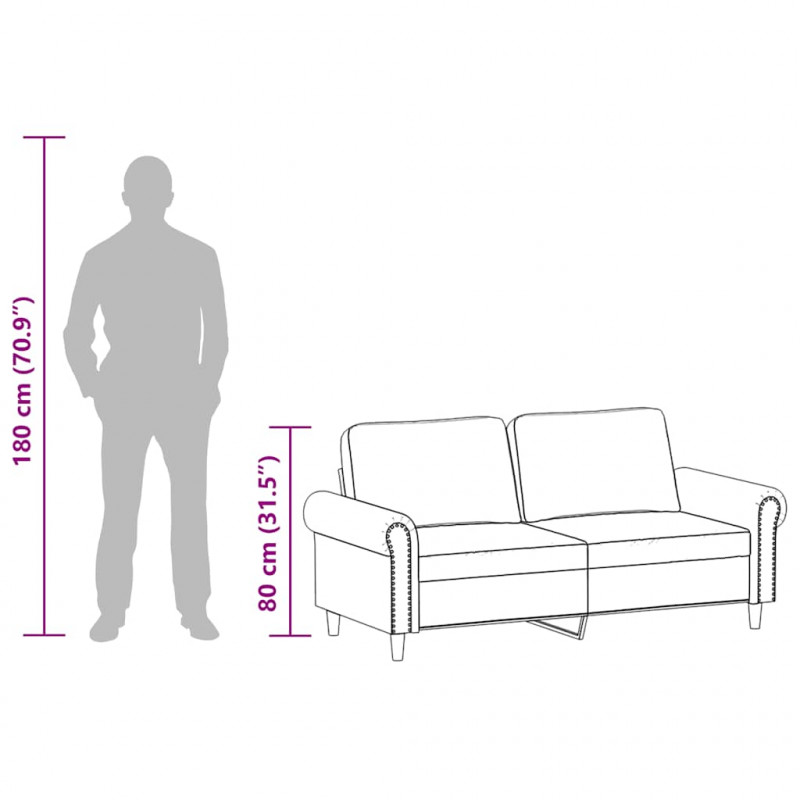 2-osobowa sofa, kolor cappuccino, 140 cm, sztuczna skóra