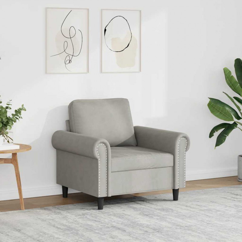 Fotel, jasnoszary, 60 cm, obity aksamitem